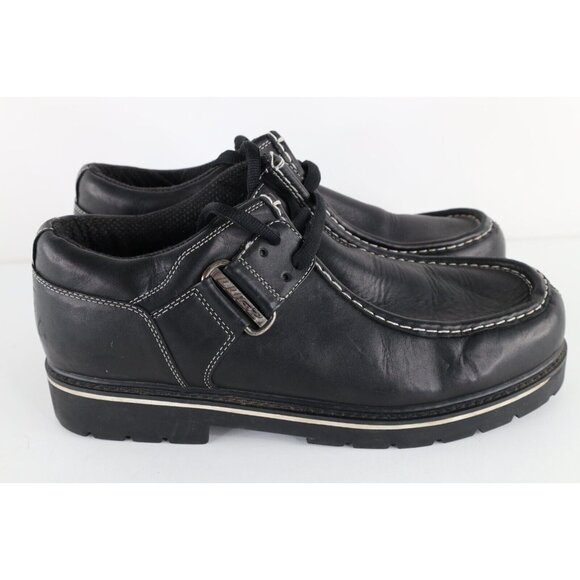Vtg 90s Y2K NY Lug Co Lugz Mens 15 Heavyweight Leather Moc Chukkas Boots Black main image 9